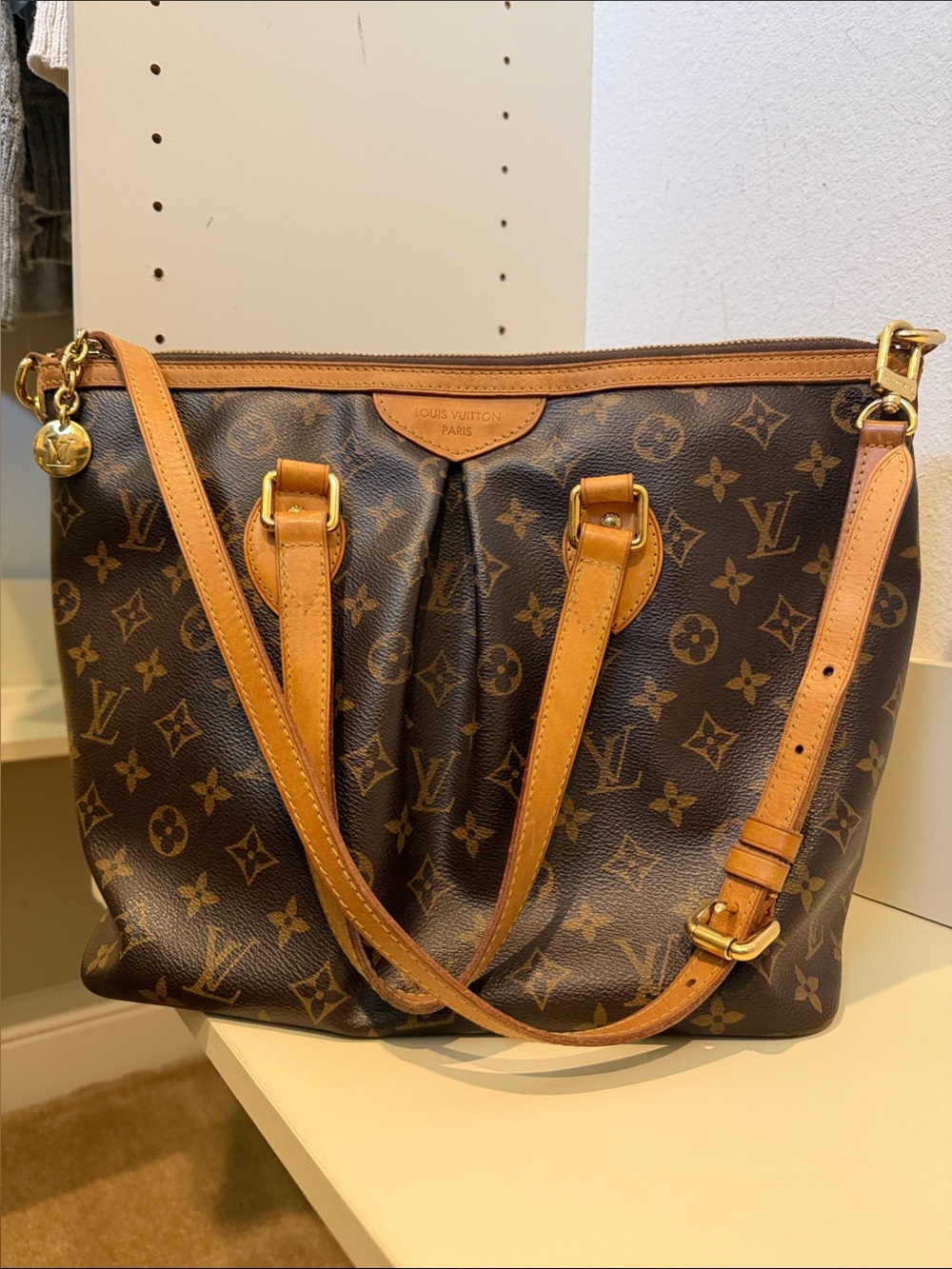 Louis Vuitton Monogram Canvas Shoulder Tote in Brown and Tan